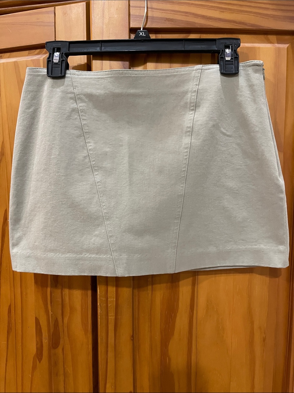 Vintage Express Mini Skirt in Light Taupe Beige